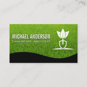 Carte De Visite Logo de jardin paysager   Herbe tondeuse