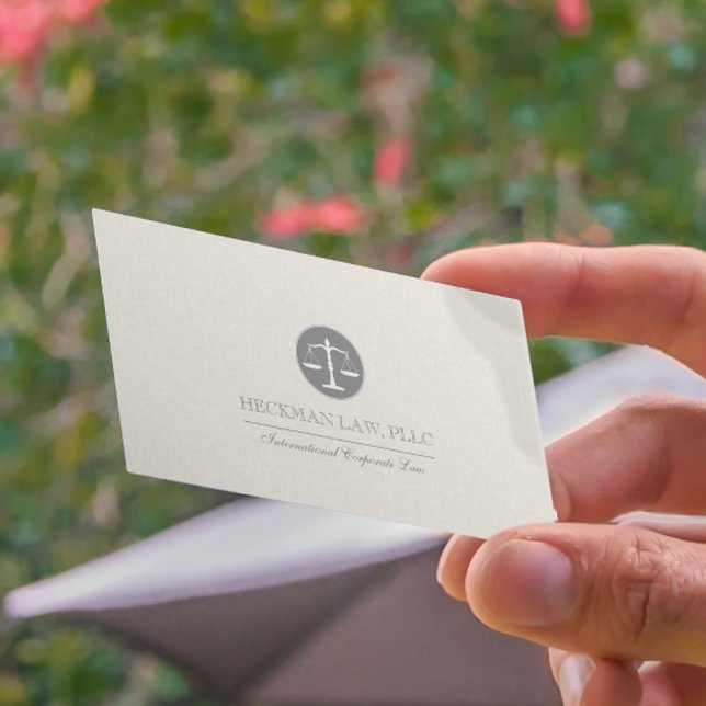 Carte De Visite Logo de justice gris clair beige (Créateur téléchargé)