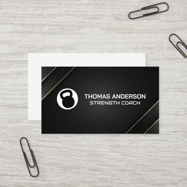 Carte De Visite Logo de Kettle Bell | Entraîneur de conditionnemen (Devant/Arrière en situation)