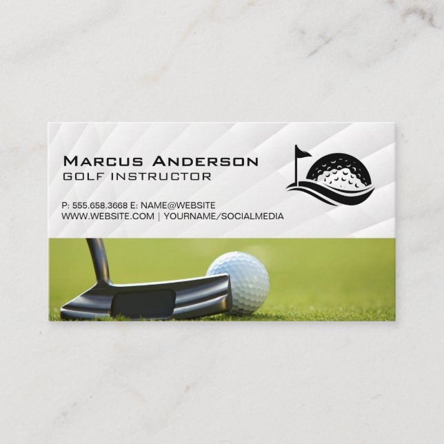 Carte De Visite Logo de la balle de golf | Club House | Putter (Devant)