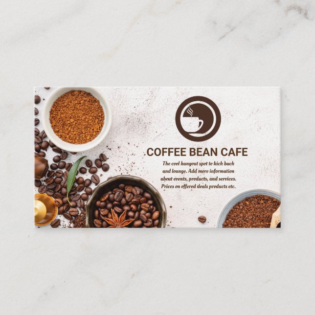 Carte De Visite Logo de la boîte à café | Fèves de café (Devant)