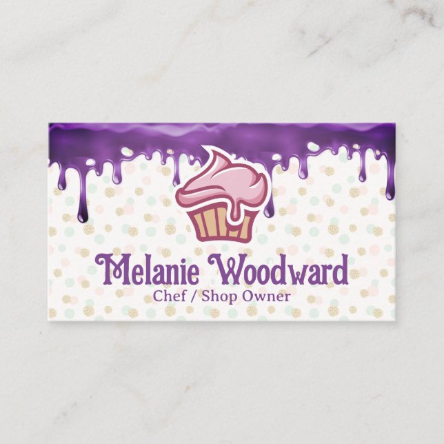 Carte De Visite Logo de la boulangerie Cupcake | Déchets de givrag (Devant)