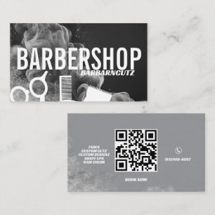 Carte De Visite Logo de la Boutique de Barber Signer Gris Smoke Pr