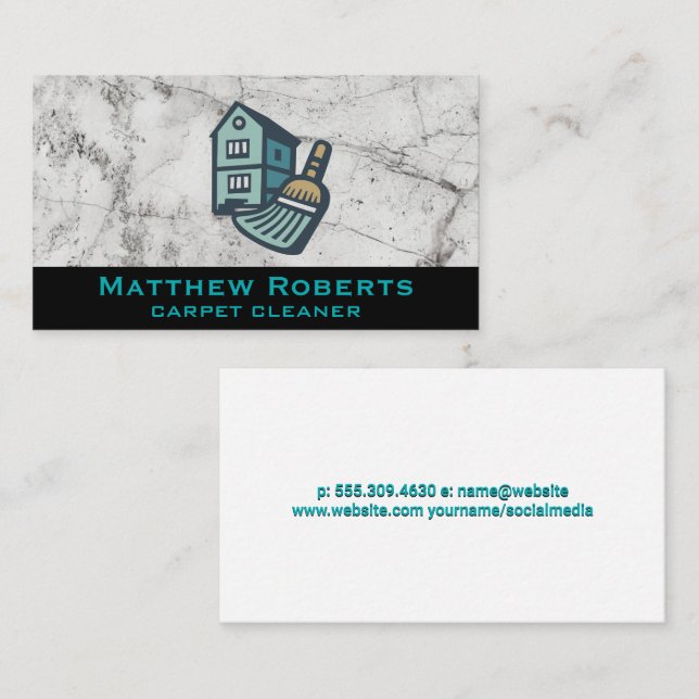 Carte De Visite Logo de la chambre | MARBRE BLANC (Devant / Derrière)