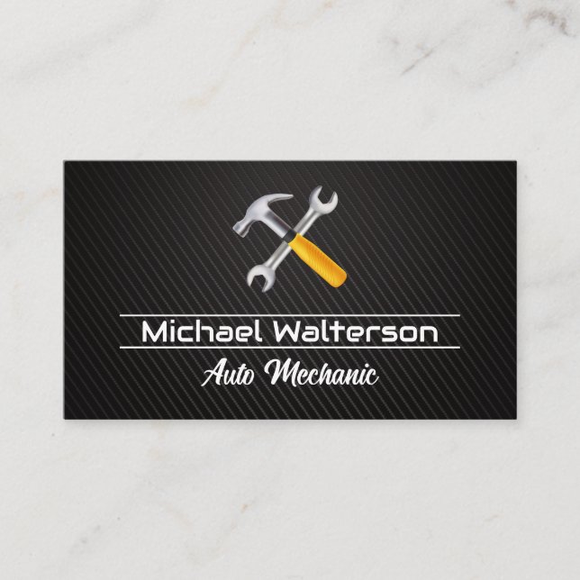 Carte De Visite Logo de la clé de marteau | Fibre de carbone (Devant)