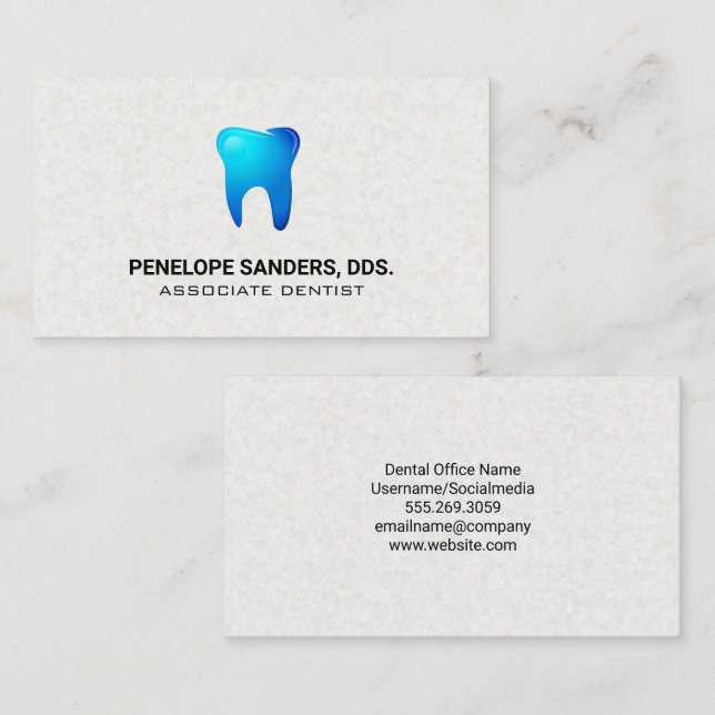 Carte De Visite Logo de la dent bleue | Dentaire (Devant / Derrière)