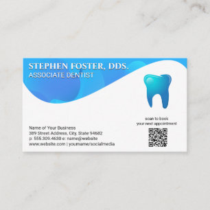 Carte De Visite Logo de la dent bleue   dentisterie   Code QR pers