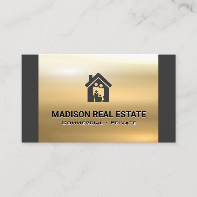 Carte De Visite Logo de la famille House | Métal or (Devant)