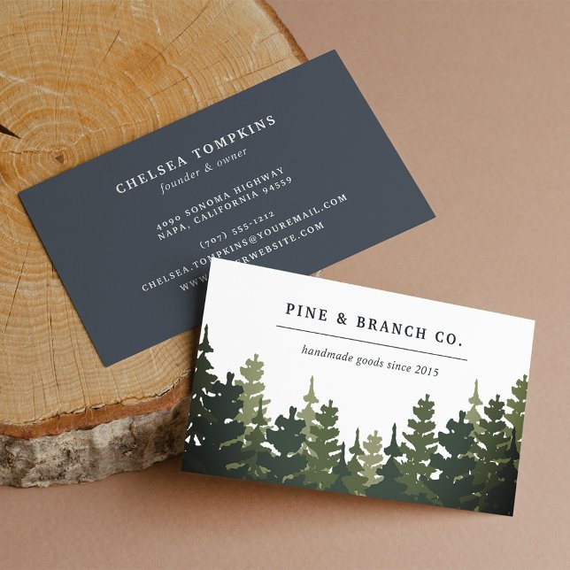 Carte De Visite Logo de la forêt de pins (Créateur téléchargé)