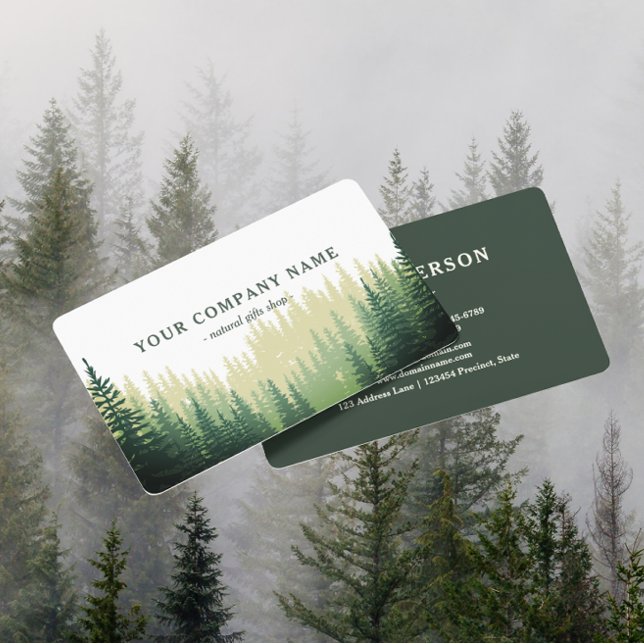 Carte De Visite Logo de la forêt de pins rustique (Créateur téléchargé)