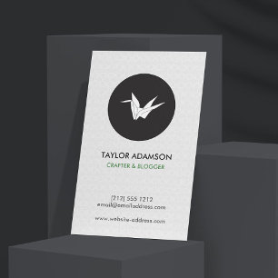 Carte De Visite Logo de la grue Origami noir et blanc