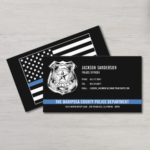 Carte De Visite Logo de la ligne bleue mince du service de police 