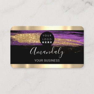 Carte De Visite Logo de la liste de maquillage des clous Gold Purp