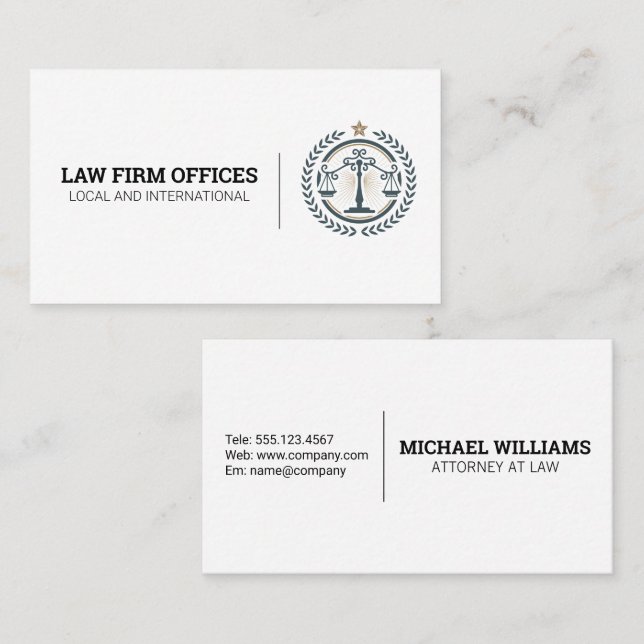 Carte De Visite Logo de la loi de la balance de justice (Devant / Derrière)