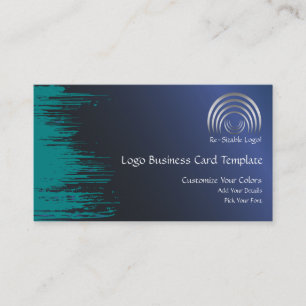 Carte De Visite Logo de la lune de croissant bleu turquoise