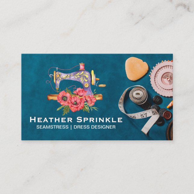 Carte De Visite Logo de la machine à coudre aquarelle | Outils d'a (Devant)