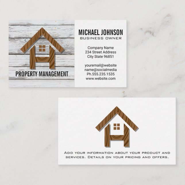 Carte De Visite Logo de la Maison à bois | Menuiserie de construct (Devant / Derrière)