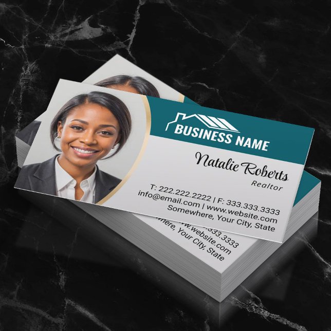 Carte De Visite Logo de la maison Agent immobilier Realtor Green P (Créateur téléchargé)