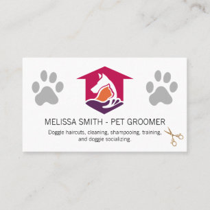 Carte De Visite Logo de la maison de chat de chien   Chien Paws