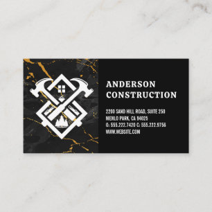 Carte De Visite Logo de la maison de marteau Marbre d'or noir