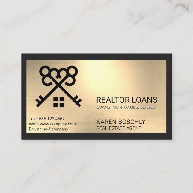 Carte De Visite Logo de la maison des clés croisées | Immobilier (Devant)