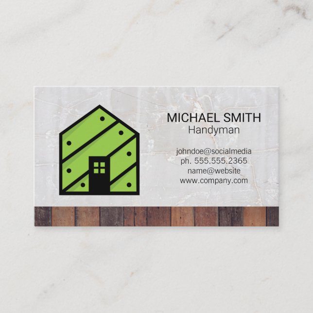 Carte De Visite Logo de la maison en bois | Générateur | Marbre (Devant)
