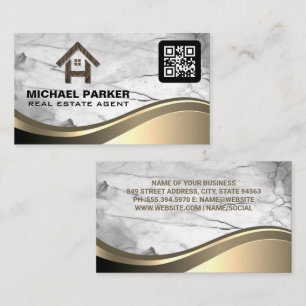 Carte De Visite Logo de la maison en bois immobilier   Code Qr
