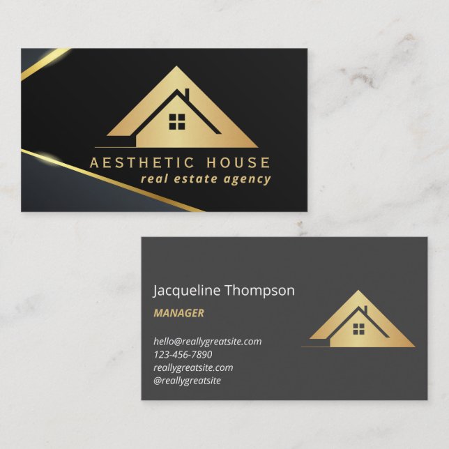 Carte De Visite Logo de la maison Immobilier Marine & Gold Realtor (Devant / Derrière)