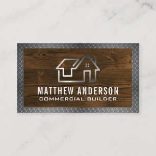 Carte De Visite Logo de la maison métallique   Bois et métaux