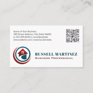 Carte De Visite Logo de la maison moderne Immobilier Code QR
