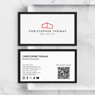 Carte De Visite Logo de la maison moderne Immobilier Rouge/Blanc C