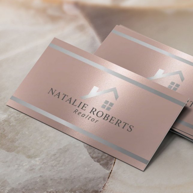 Carte De Visite Logo de la maison moderne Réaliseur immobilier Ros (Créateur téléchargé)