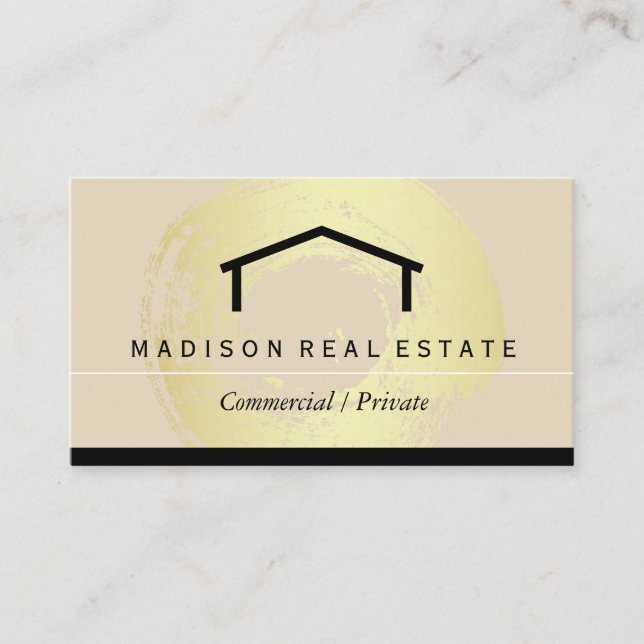 Carte De Visite Logo de la maison / Or brossé (Devant)