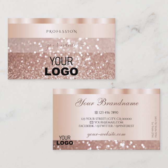 Carte De Visite Logo de la Parties scintillant dorée brillante Ros (Devant / Derrière)