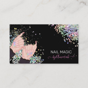 Carte De Visite Logo de la Parties scintillant holographique Nail