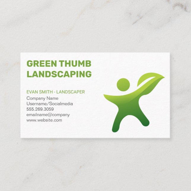 Carte De Visite Logo de la personne Feuille verte | Jardinage (Devant)