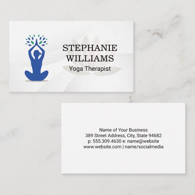 Carte De Visite Logo de la Pose de pose de Yoga (Devant / Derrière)
