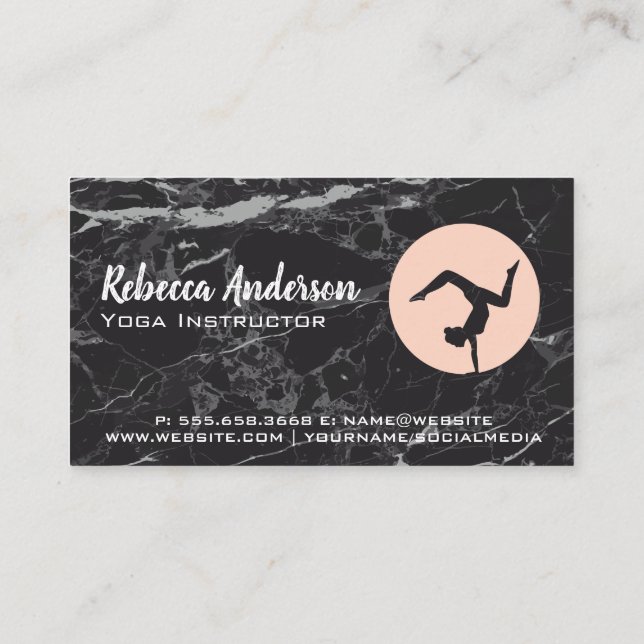 Carte De Visite Logo de la Pose de Yoga | Studio (Dos)