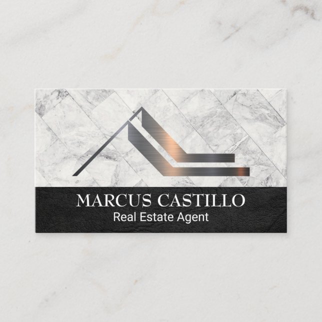Carte De Visite Logo de la propriété Roof | Carreaux de Marbre bla (Devant)