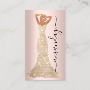 Carte De Visite Logo de la robe du concepteur de mode QR Rose Gold