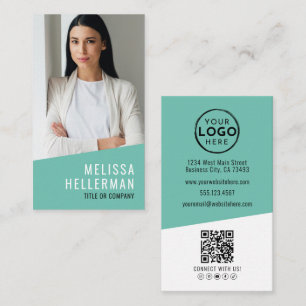 Carte De Visite Logo de la société de code QR photo vertical