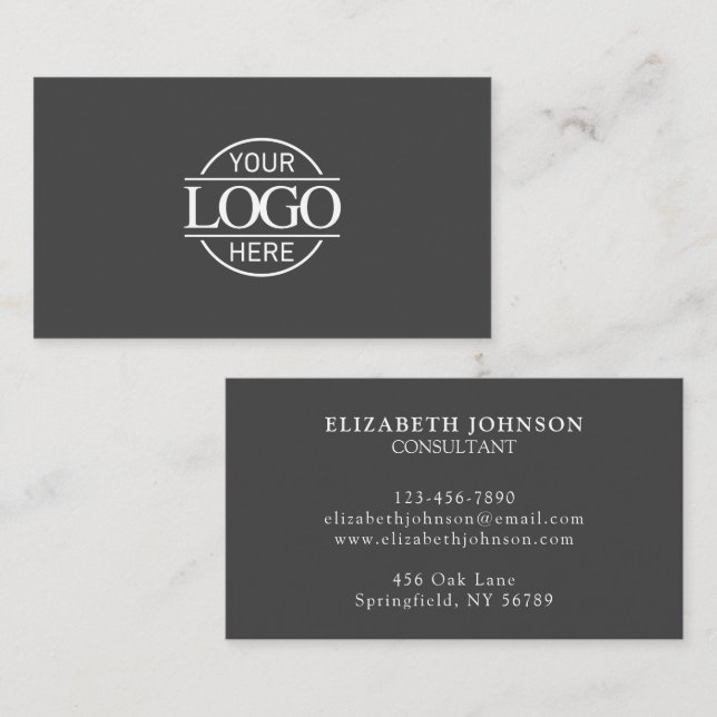 Carte De Visite Logo de la société moderne Professional Grey & Whi (Devant / Derrière)