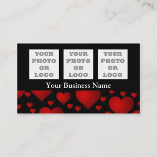 Carte De Visite Logo de la société motif à coeur noir et rouge
