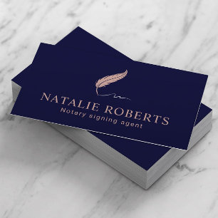 Carte De Visite Logo de l'agent de signature de notaire Quill Mari