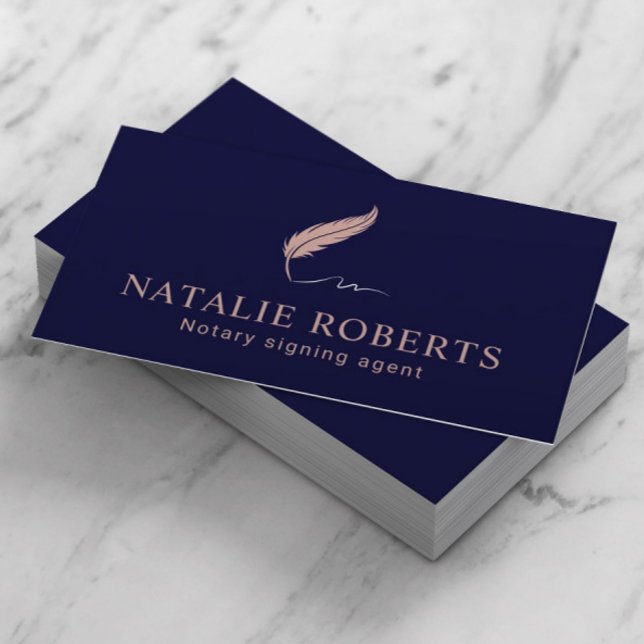 Carte De Visite Logo de l'agent de signature de notaire Quill Mari (Créateur téléchargé)