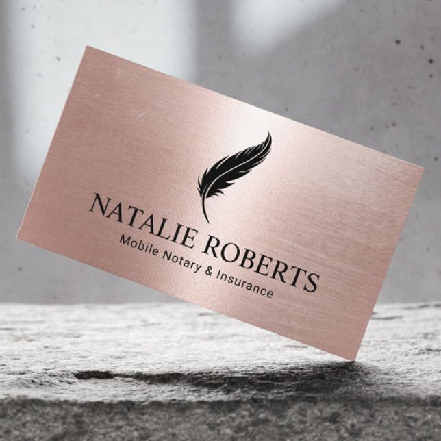 Carte De Visite Logo de l'agent de signature de prêt notaire Rose  (Créateur téléchargé)