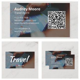 Carte De Visite Logo de l'agent de voyage Code QR