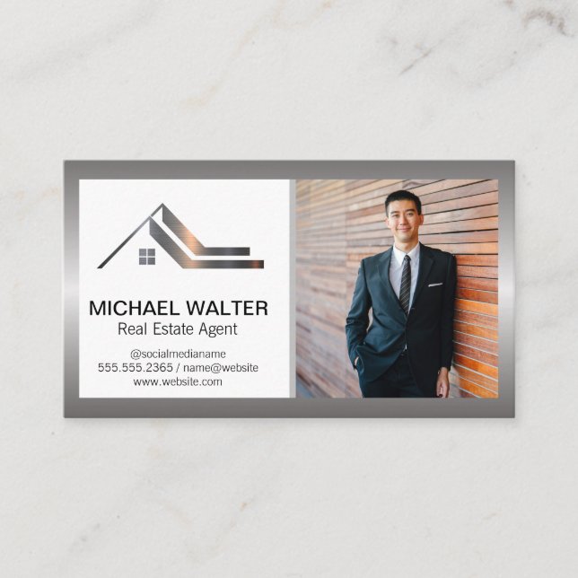 Carte De Visite Logo de l'agent immobilier | Homme d'affaires (Devant)