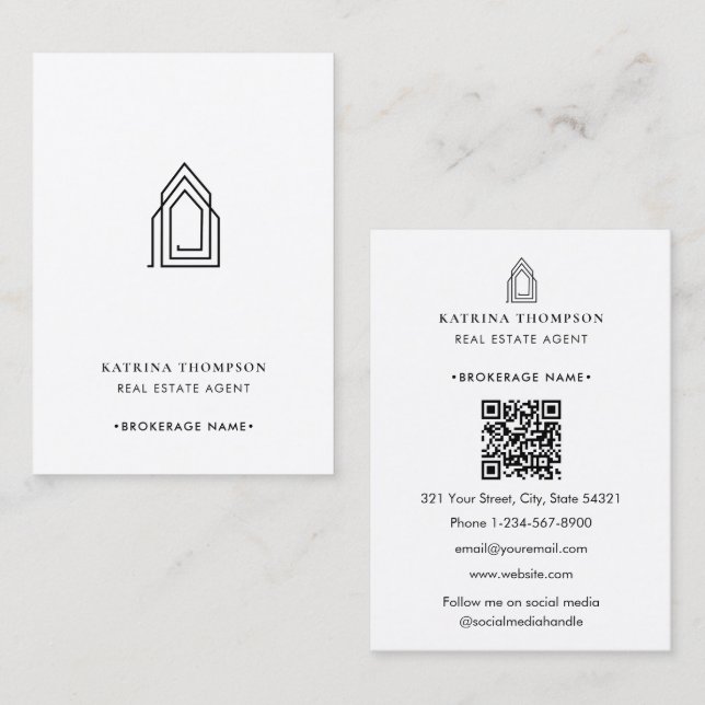 Carte De Visite Logo de l'agent immobilier moderne (Devant / Derrière)
