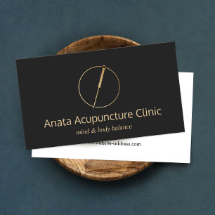 Carte De Visite Logo de l'aiguille de l'acupuncteur d'or